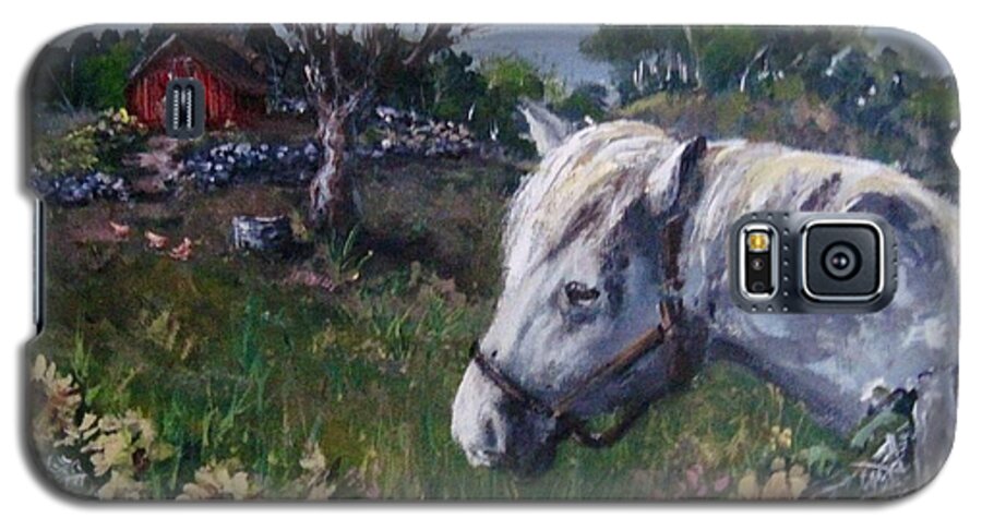 Horses Galaxy S5 Case featuring the painting Old grey mare by Megan Walsh