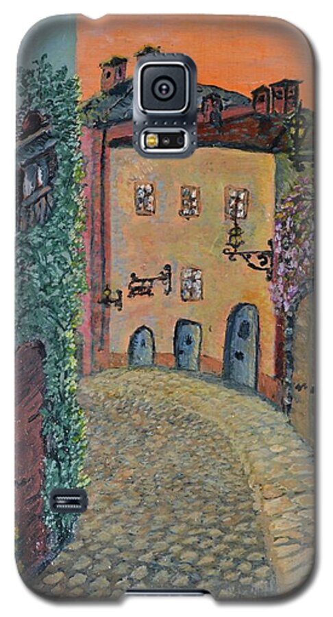 Landscape Galaxy S5 Case featuring the painting Old town in Piedmont by Felicia Tica