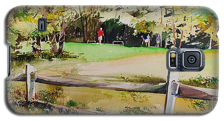 Putting Green Galaxy S5 Case featuring the painting On the Green by P Anthony Visco