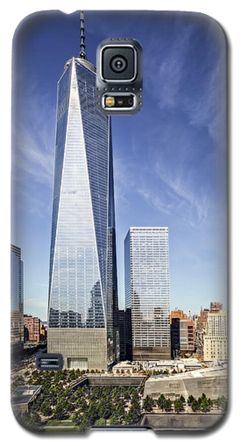 World Trade Center Galaxy S5 Case featuring the photograph One World Trade Center Reflecting Pools by Susan Candelario