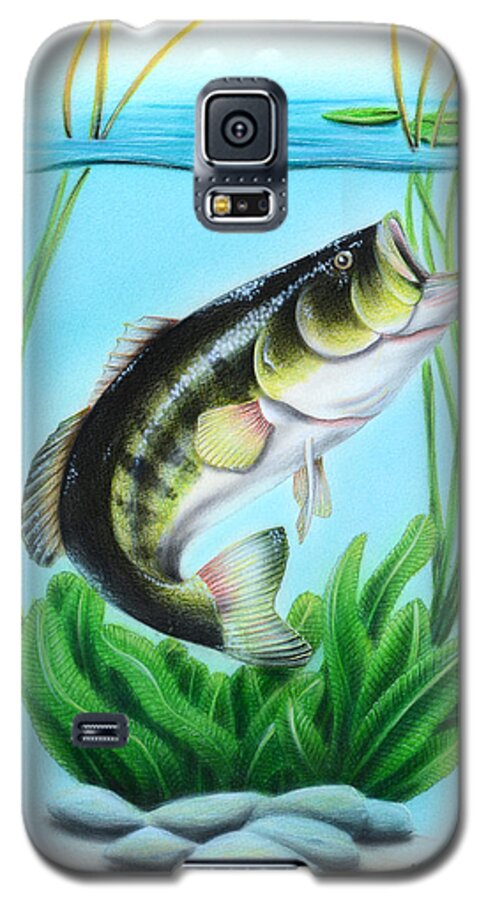 Bass Galaxy S5 Case featuring the mixed media Open to Bugs by Sam Davis Johnson