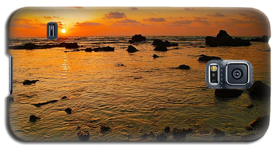 Sun Galaxy S5 Case featuring the photograph Orange Sunset by Meir Ezrachi