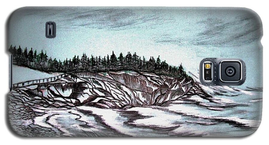 Blue Galaxy S5 Case featuring the drawing Oven's Park Nova Scotia by Janice Pariza