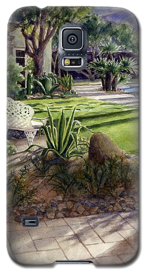 Palm Springs Ca Galaxy S5 Case featuring the painting Palm Springs backyard by Janet King