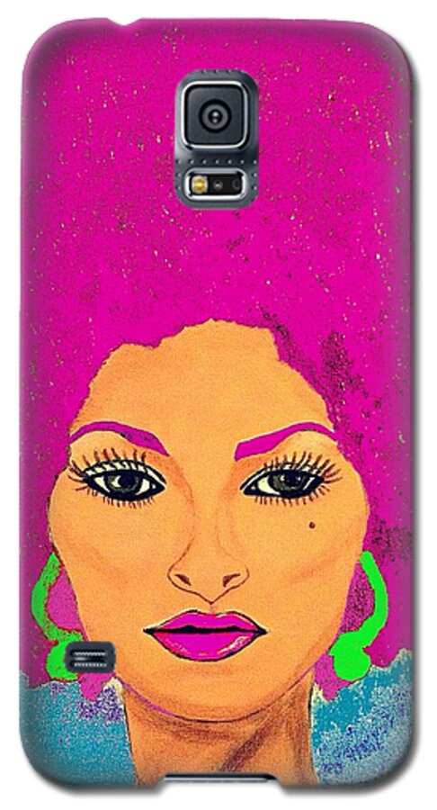 Pam Grier Galaxy S5 Case featuring the painting Pam Grier Bold Diva c1979 Pop Art by Saundra Myles