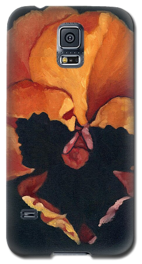 Amber Galaxy S5 Case featuring the painting Pansy No.6 by Katherine Miller