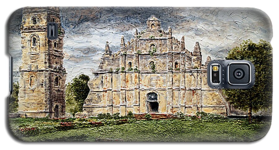 Paoay Galaxy S5 Case featuring the painting Paoay Church by Joey Agbayani