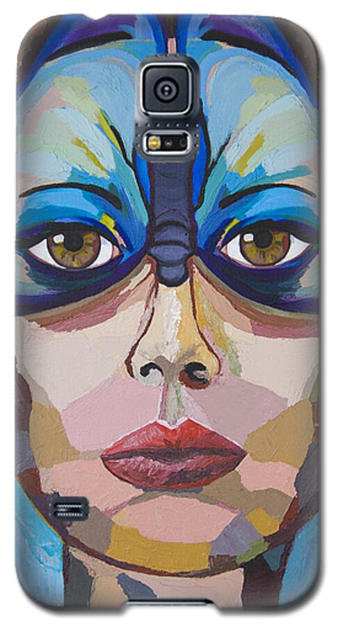 Portrait Galaxy S5 Case featuring the painting Papillon by Christel Roelandt