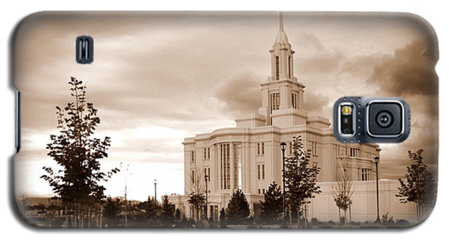 Temple Galaxy S5 Case featuring the photograph Payson Utah LDS Temple Sepia by Nathan Abbott