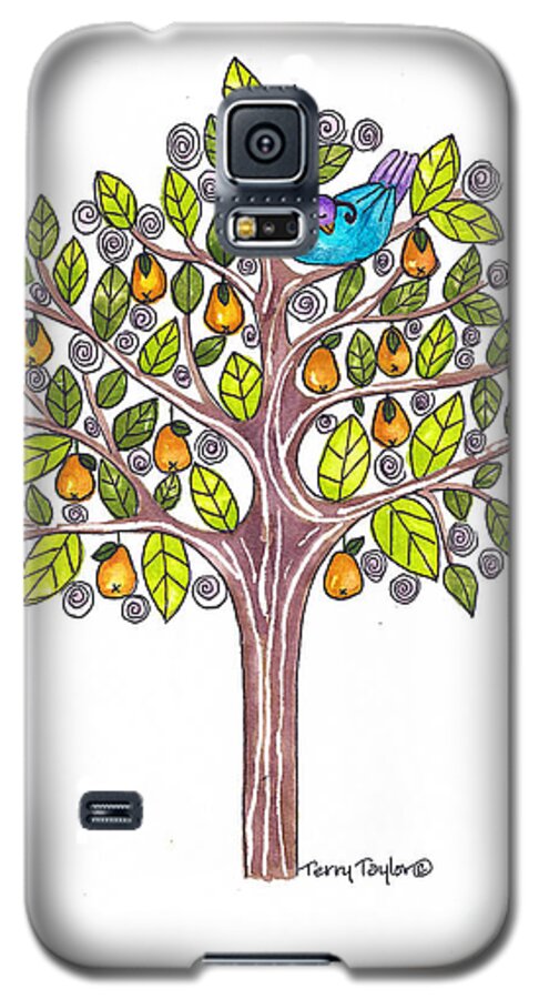 Christmas Galaxy S5 Case featuring the painting Pear Tree by Terry Taylor