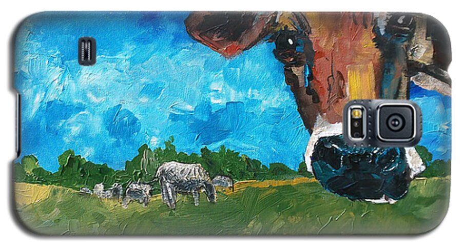 Cow Galaxy S5 Case featuring the painting Peeping Bessie by Sean Parnell