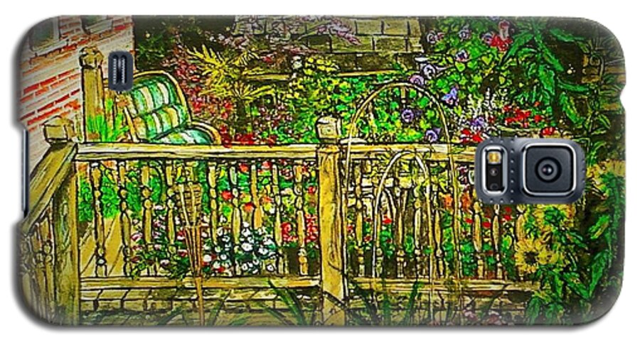 Garden Galaxy S5 Case featuring the painting Peggy's Paradise by Alexandria Weaselwise Busen