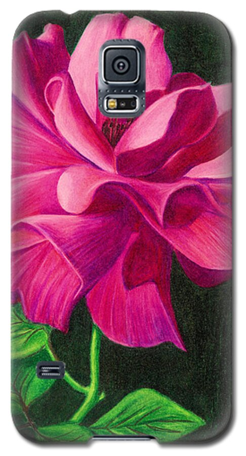 Floral Galaxy S5 Case featuring the drawing Pencil Rose by Janice Dunbar
