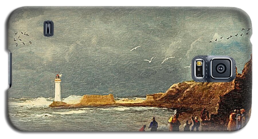 New_brighton Galaxy S5 Case featuring the digital art Perch Rock - New Brighton 1829 by Lianne Schneider