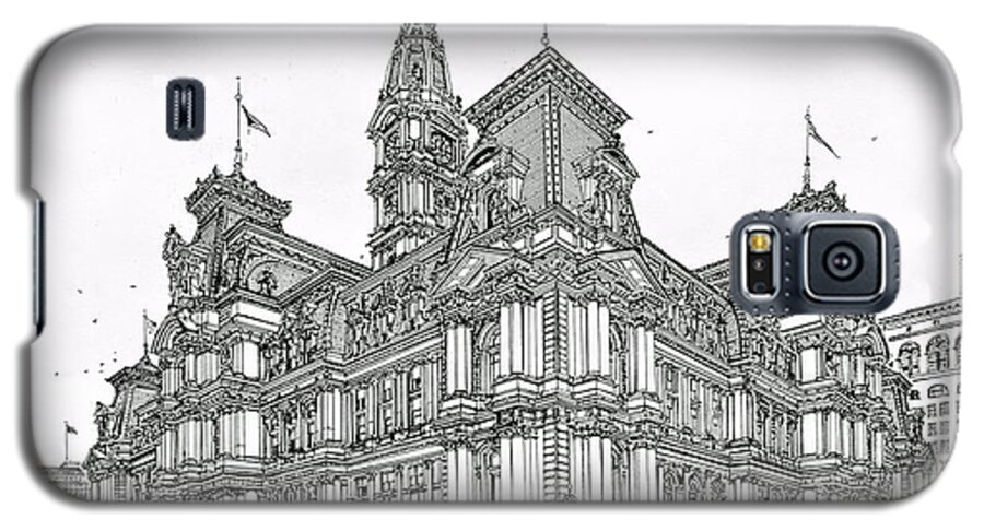 Philadelphia Galaxy S5 Case featuring the drawing Philadelphia City Hall 1911 by Ira Shander