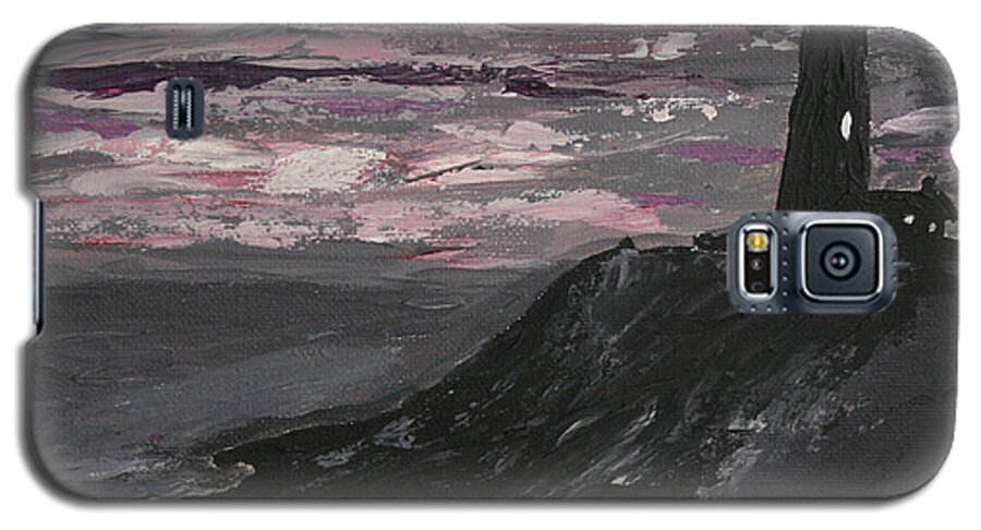 Ocean Galaxy S5 Case featuring the painting Pigeon Lighthouse Impasto Sunset Monochromatic by Ian Donley