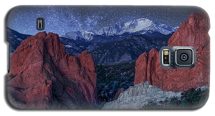 Pikes Galaxy S5 Case featuring the photograph Pikes Peak at Night by Aaron Spong