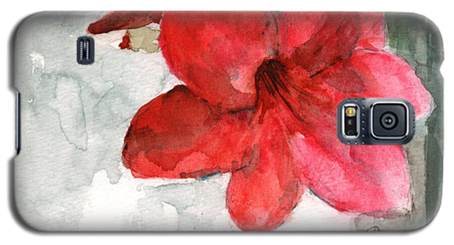 Amaryllis Galaxy S5 Case featuring the painting Pink Amaryllis by Claudia Hafner