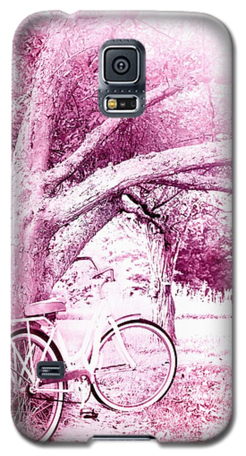 Lens Flare Galaxy S5 Case featuring the photograph Pink Bicycle by Stephanie Frey