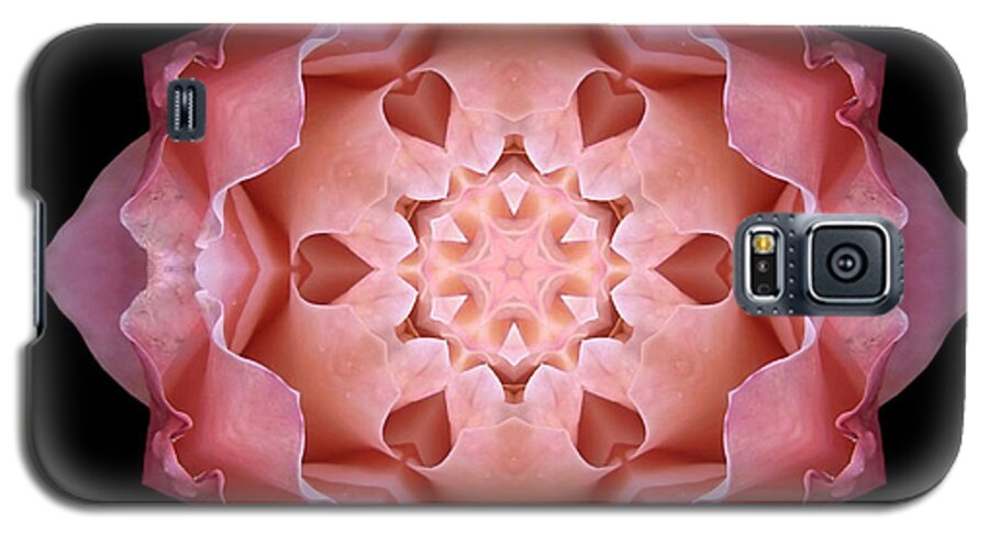 Flower Galaxy S5 Case featuring the photograph Pink Fall Rose Flower Mandala by David J Bookbinder