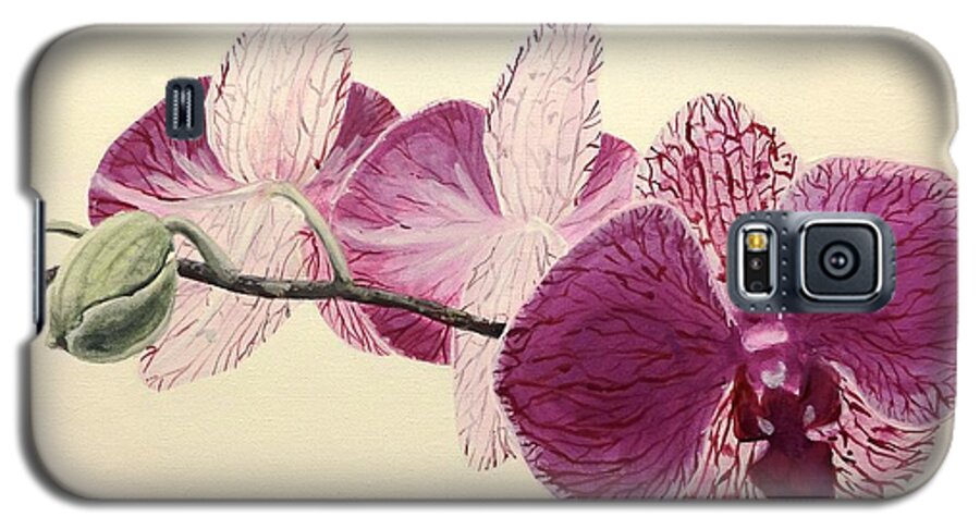 Orchid Galaxy S5 Case featuring the painting Pink Orchid by Mary Palmer