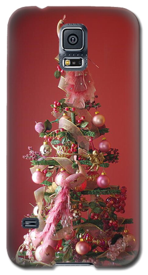 Christmas Card Galaxy S5 Case featuring the photograph Pink Peacock Christmas Tree by Suzanne Powers