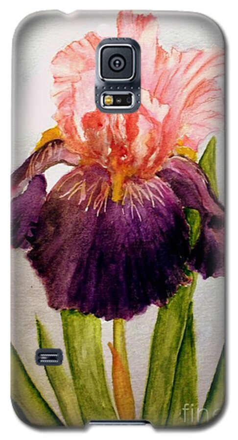 Iris Galaxy S5 Case featuring the painting Pink/Purple Iris by Carol Grimes