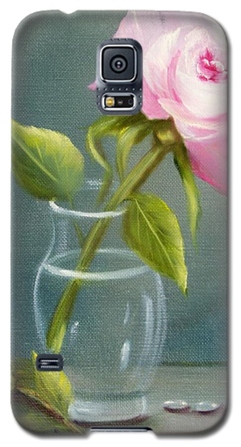 Rose Galaxy S5 Case featuring the painting Pink Rose in Glass by Joni McPherson