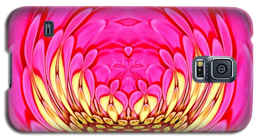 Zinnias Galaxy S5 Case featuring the photograph Pink Zinnia Polar Coordinate 2 by Rose Santuci-Sofranko