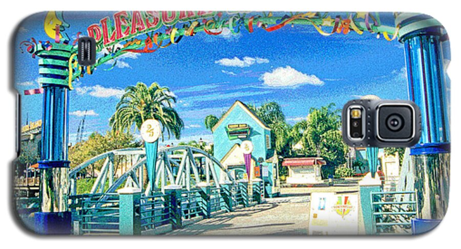 Pleasure Island Galaxy S5 Case featuring the digital art Pleasure Island Sign and Walkway Downtown Disney by A Macarthur Gurmankin