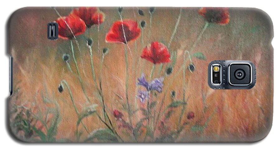 Flower Galaxy S5 Case featuring the painting Poppies by Sorin Apostolescu