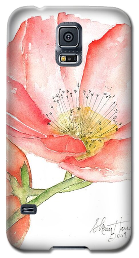 Owl Galaxy S5 Case featuring the painting Poppy Bloom by Sherry Harradence
