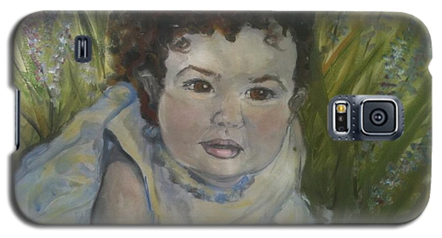Child Portrait Galaxy S5 Case featuring the painting Portrait of Alexandra Rose by Alexandria Weaselwise Busen