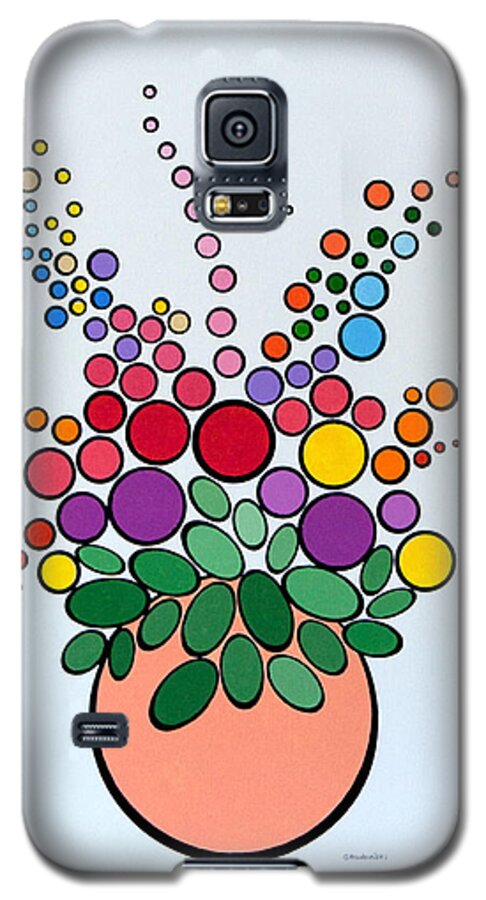 Floral Galaxy S5 Case featuring the painting Potted Blooms - Orange by Thomas Gronowski