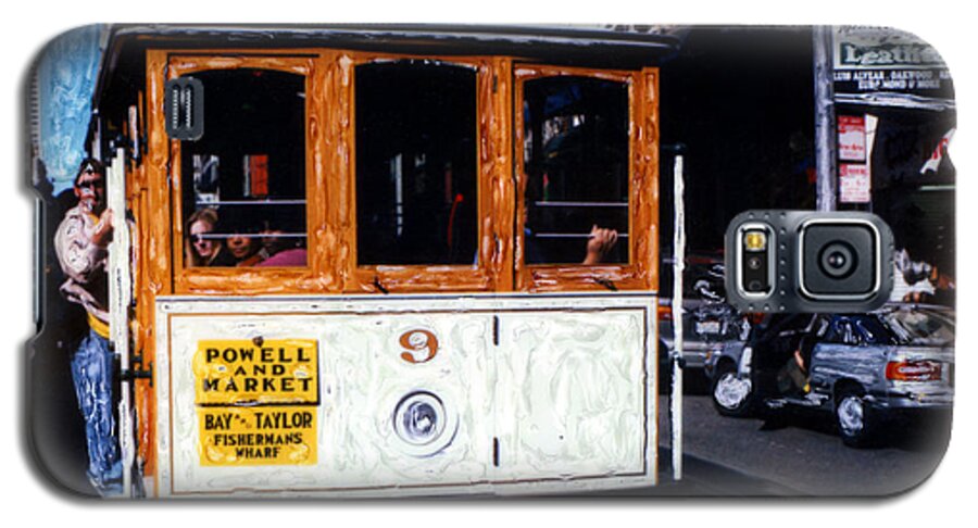 Powell And Market Cable Car San Francisco Galaxy S5 Case featuring the mixed media Powell And Market Cable Car San Francisco by Glenn McNary