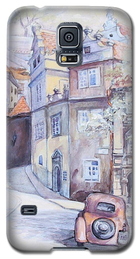 Prague Galaxy S5 Case featuring the painting Prague Golden Well Lane by Marina Gnetetsky