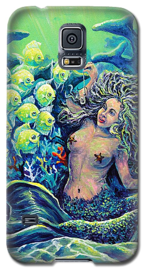 Mermaid Galaxy S5 Case featuring the painting Proper Schooling by Gail Butler