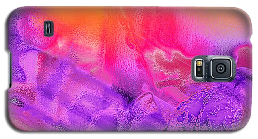 Ebsq Galaxy S5 Case featuring the digital art Purple Orange Pink Abstract by Dee Flouton