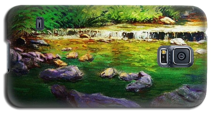 Water Landscape Galaxy S5 Case featuring the painting Quiet creek by Celine K Yong