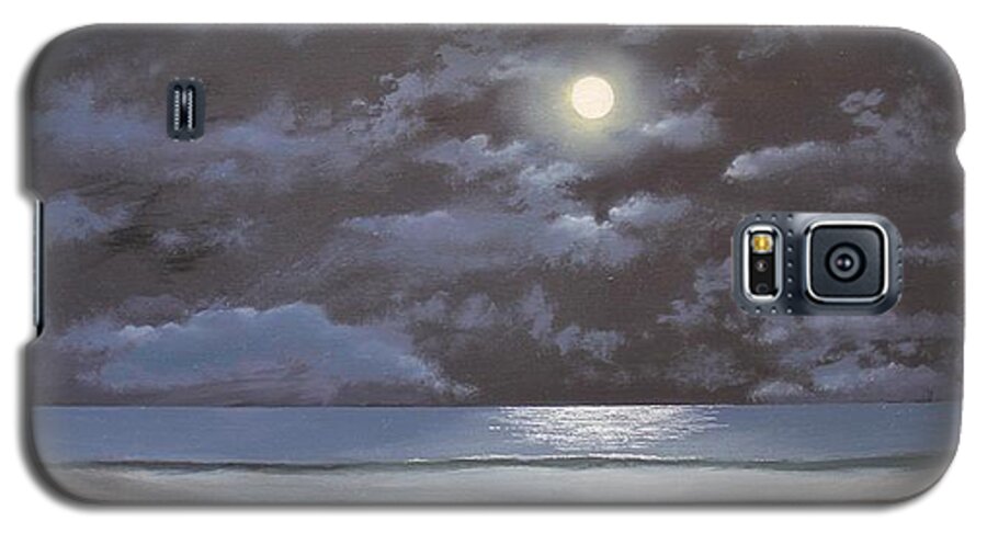 Moon Galaxy S5 Case featuring the painting Quiet Moon by Ken Ahlering