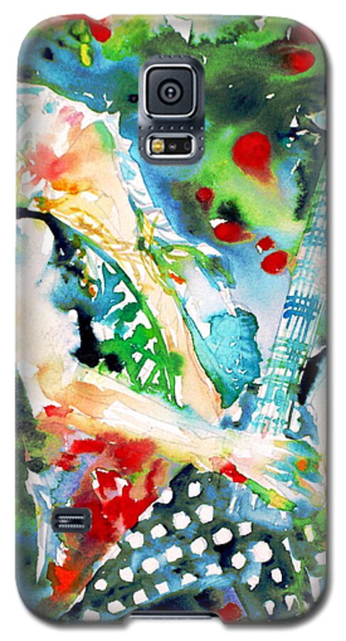 Randy Rhoads Galaxy S5 Case featuring the painting RANDY RHOADS playing the GUITAR - watercolor portrait by Fabrizio Cassetta