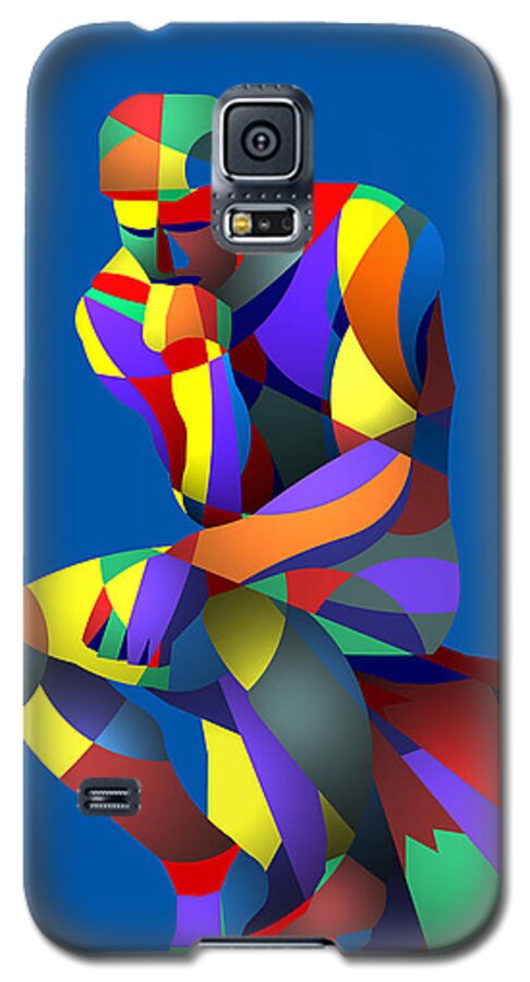 Classic Sculpture Galaxy S5 Case featuring the digital art Randy's Rodin Blue by Randall J Henrie
