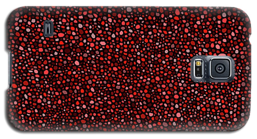 Red Galaxy S5 Case featuring the digital art Red and Black Circles by Janice Dunbar