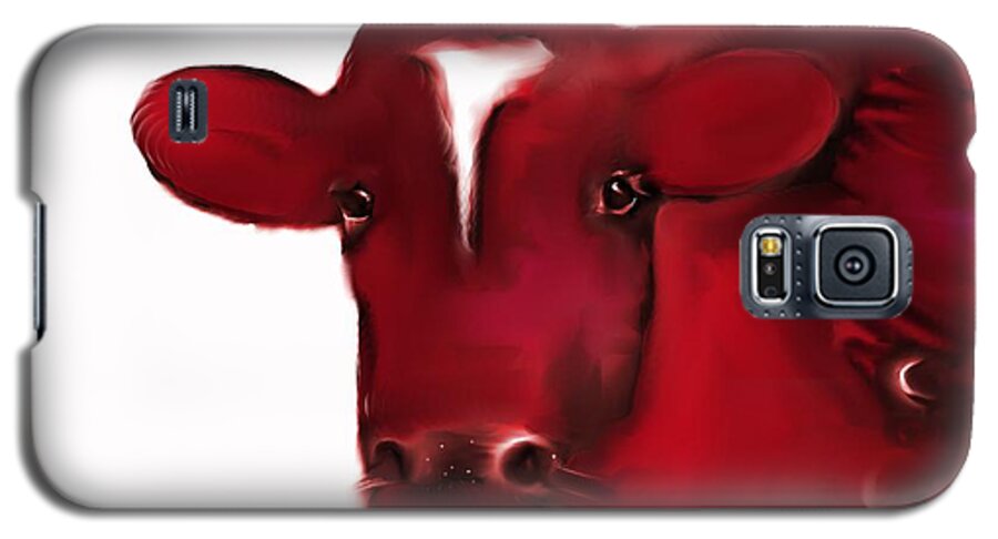 Cow Galaxy S5 Case featuring the digital art Red Cow by Mary Armstrong