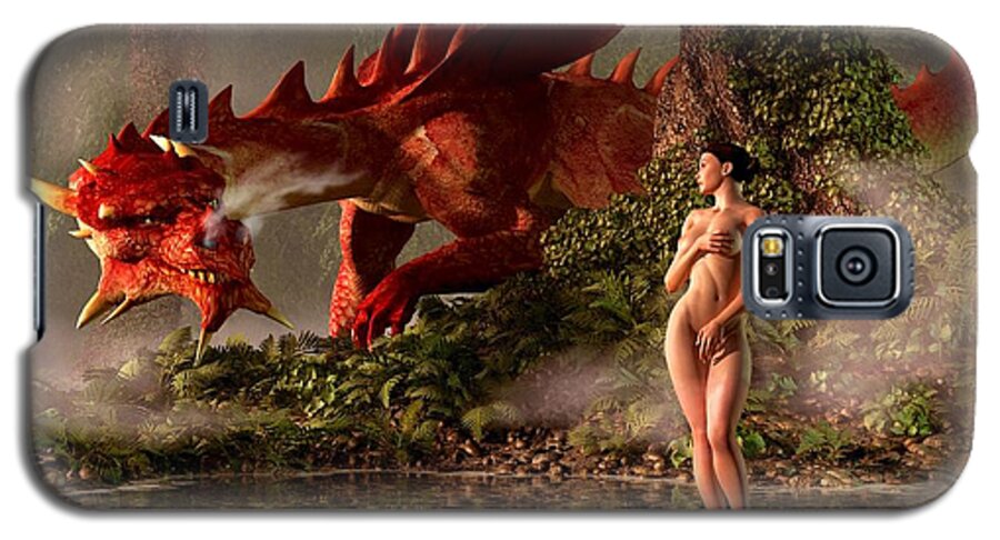 Bather Galaxy S5 Case featuring the digital art Red Dragon and Nude Bather by Kaylee Mason