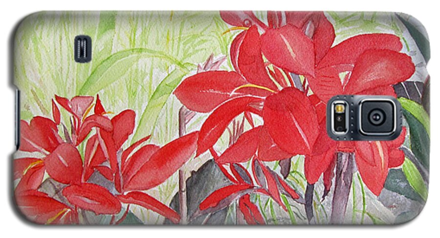 Flowers Galaxy S5 Case featuring the painting Red Flowers by Carol Flagg