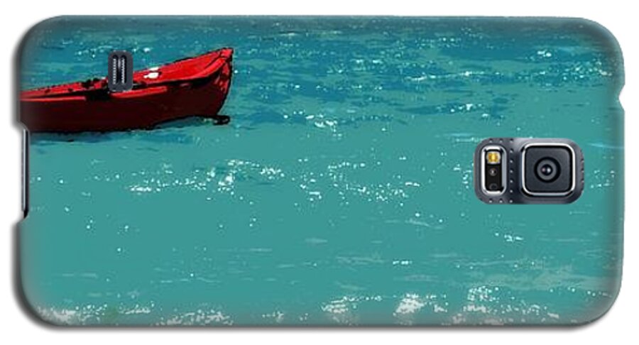 Ocean Galaxy S5 Case featuring the digital art Red Rowboat by Tg Devore