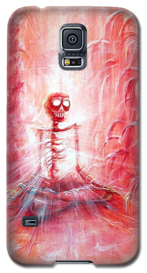Skeletons Galaxy S5 Case featuring the painting Red Skeleton Meditation by Heather Calderon
