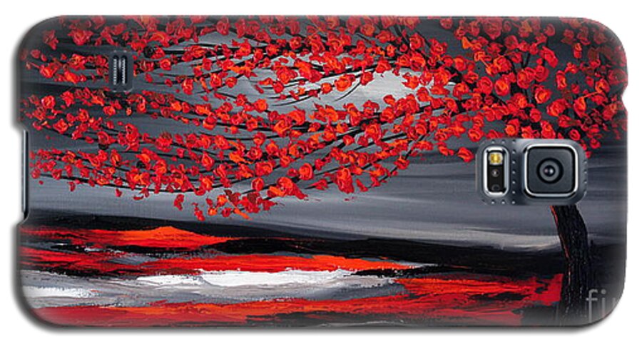 Contemporary Paintings Galaxy S5 Case featuring the painting Red Tree by Preethi Mathialagan
