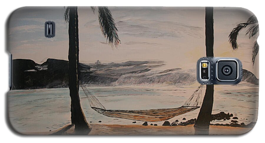 Fog Galaxy S5 Case featuring the painting Relaxing at the Beach by Ian Donley